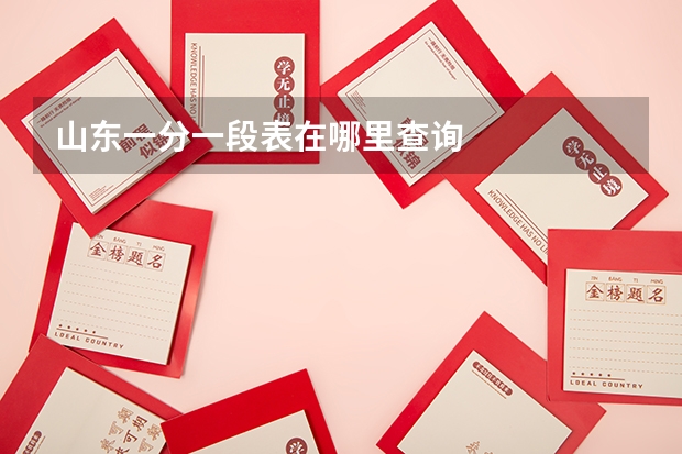 山东一分一段表在哪里查询